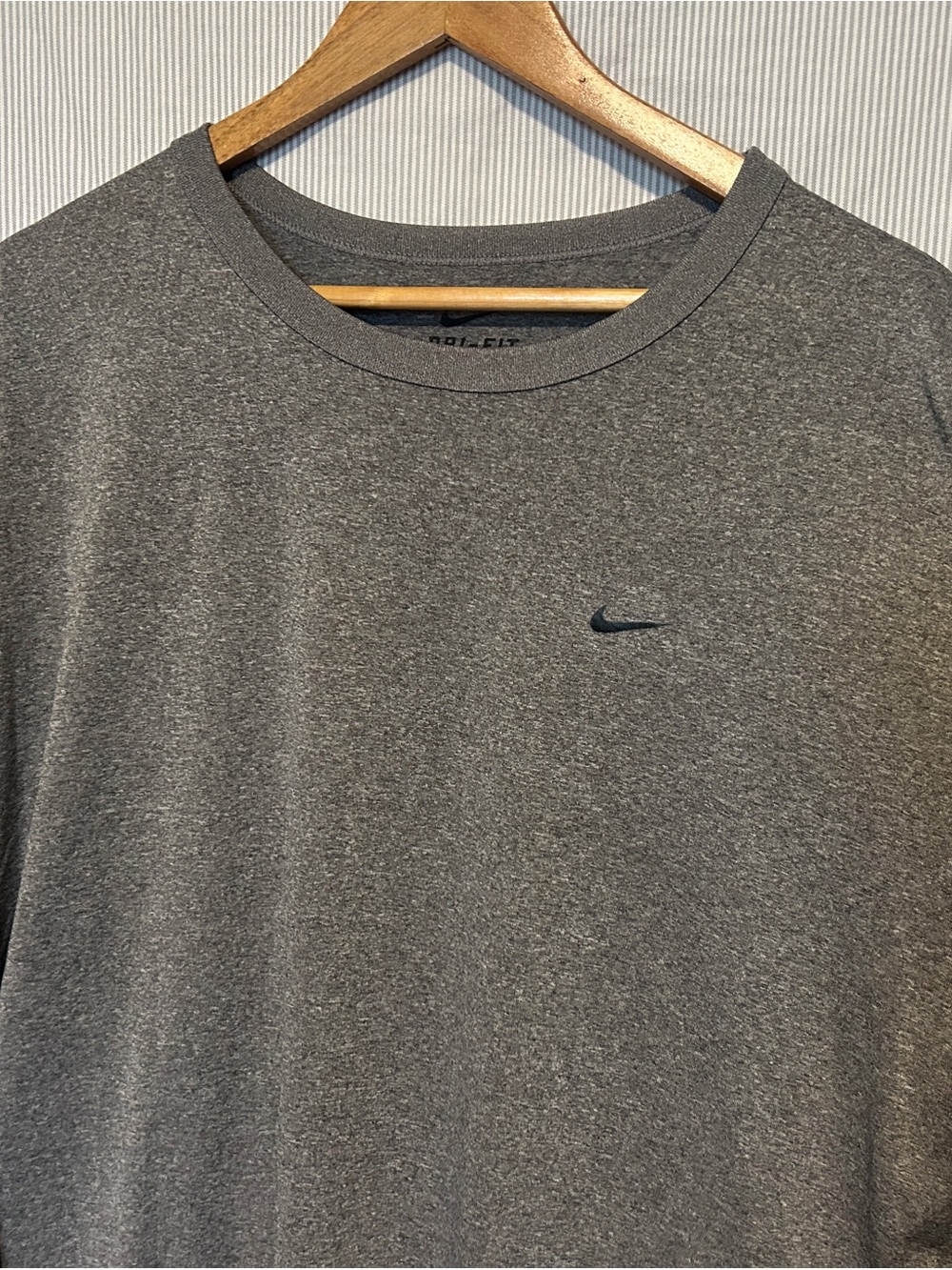 Nike Dark Gray Long-Sleeve Dri-FIT Crew with Small Swoosh